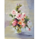 玫瑰瓶花- y15466 - 畫作系列 - 油畫 - 油畫花系列